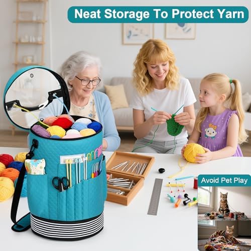 Crochet Yarn Knitting Bag 3PCS Expandable Large Yarn Storage Organizer Bag