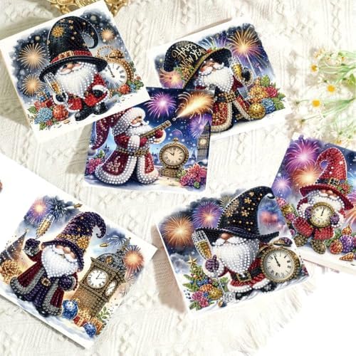 DDGYP 6 Pack Gnome Diamond Art Cards Kit with Envelopes
