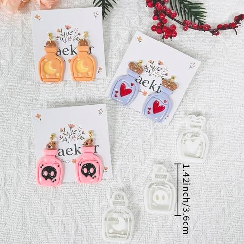 Xaekicr 3PCS Magic Potion Bottle Polymer Clay Cutters Set – Halloween Clay Earring Cutters Molds for DIY Earrings & Jewelry Making – Fun Clay Tools for Polymer Crafts
