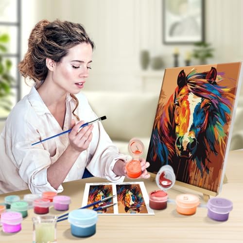 JOOZ Paint by Numbers Kit for Adults with Frame, Horse Paint by Number