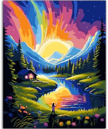 ZTOTZ Paint by Numbers Kit for Adults,Aurora Borealis Painting by Numbers16x20 Canvas,Landscape Paint by Number Kits for Home Decor