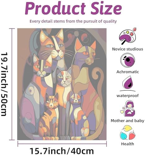 Paint by Numbers Kit for Adults Beginners,Abstract Six Cat 16x20 inches