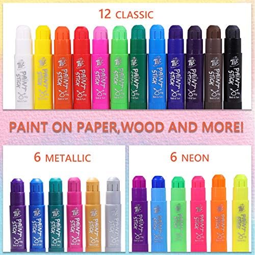 TBC The Best Crafts Paint Sticks,24 Classic Colors, Washable, Non-toxic, Tempera Paint Sticks for Kids and Students