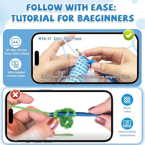SGIBYN Crochet Kit for Beginners - DIY 11.8 Inch Large Axolotl with Video