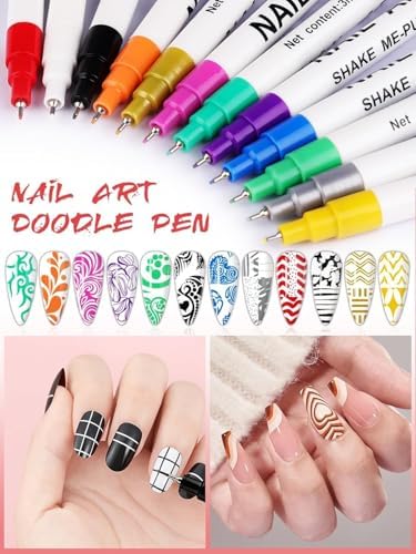 12 Color 3D Nail Art Pens Set Kalolary 0.5MM Nail Art Markers