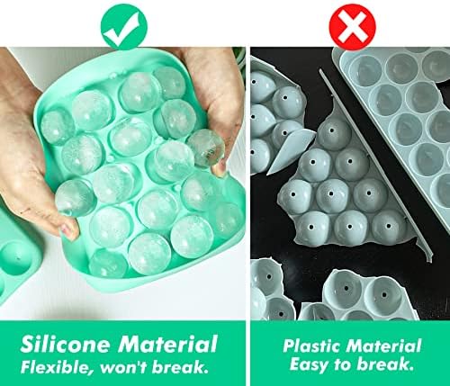 Webake 2 Pack Sphere Ice Cube Trays - 1.1" Small Round 36pcs Ice Ball Maker, Flexible Silicone Molds for Cocktails, Whiskey, Tea & Coffee - Easy Release & BPA Free (Green)