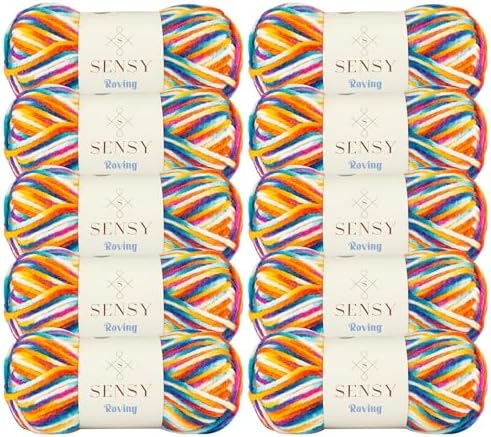 S Sensy Roving Multi-Premium Acrylic&Wool Yarn 10 Skeins Carnaval 131 Yards