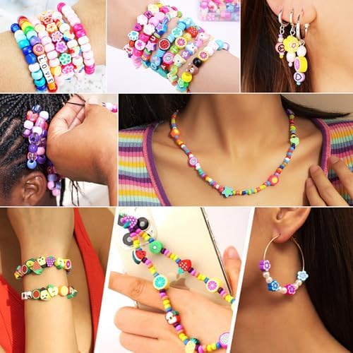 2480pcs President's Independence Day Polymer Clay Beads Charms Friendship Bracelet Necklace Earring Jewelry Making kit, Accessories for Arts Crafts DIY Birthday Gifts for Girls Children American Flag