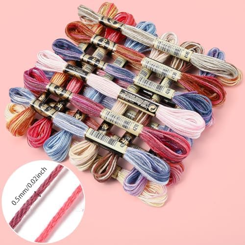 6 Strands Variegated Rainbow Embroidery Floss for Hand Sewing
