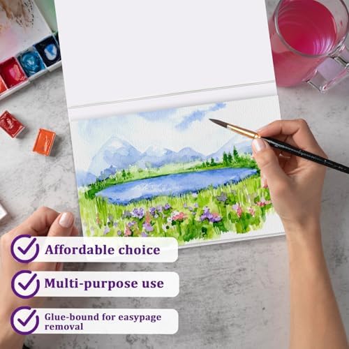 Tlenpo Watercolor Paper Pad, 8.5 x5.5 in, 110lb/230gsm, 50 Sheets Artist Painting Drawing Paper Book, Art Supplies for Adults Kids, Acid-Free Water Color Paper for Beginner Students