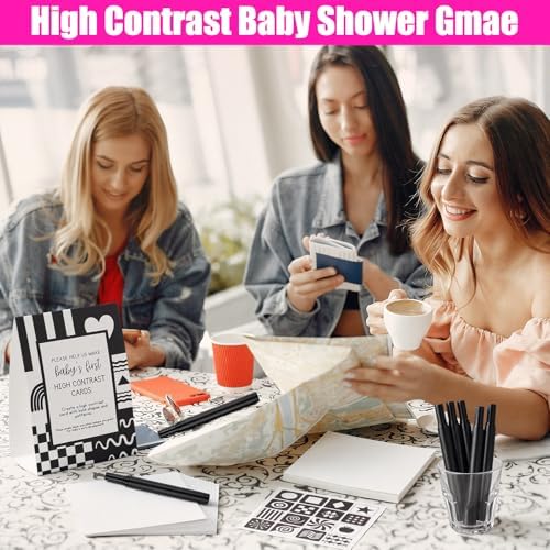 Sinload 56 Pcs Baby Shower DIY High Contrast Card Games, Simple