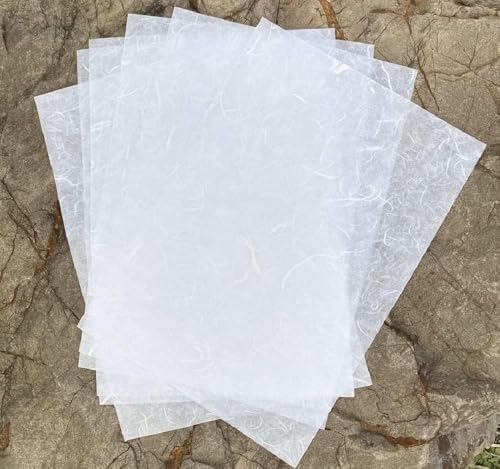 A5 50 Sheets Natural Fiber Mulberry Tree, Mulberry paper Sheets Square Origami, Arts Folding Craft, Decoration, Paper for DIY Crafts. 8.3" x 5.8" (White, A5)