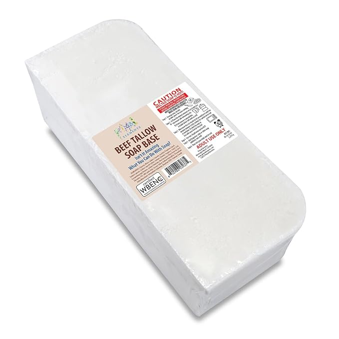 Primal Elements Beef Tallow Soap Base - Moisturizing Melt and Pour Glycerin Soap Base for Crafting and Soap Making, Easy to Cut - 5 Pound