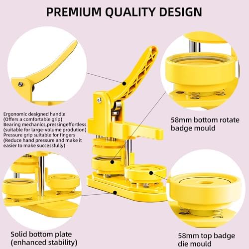 Freeingbag 58mm Button Maker Machine Kit, Installation-Free Button Pin Maker & Pin Maker Machine with 100 Sets Supplies, Circle Cutter & Bonus DIY Accessories for Badges, Crafts & School Projects