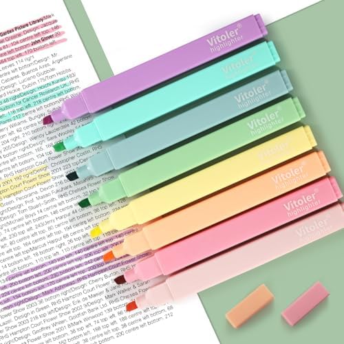 Vitoler Bible Highlighters No Bleed, Assorted Colors,Aesthetic Cute 8 pack | Assorted Color,Cute Pastel,high quality for bible study,books,journal,writing,school office