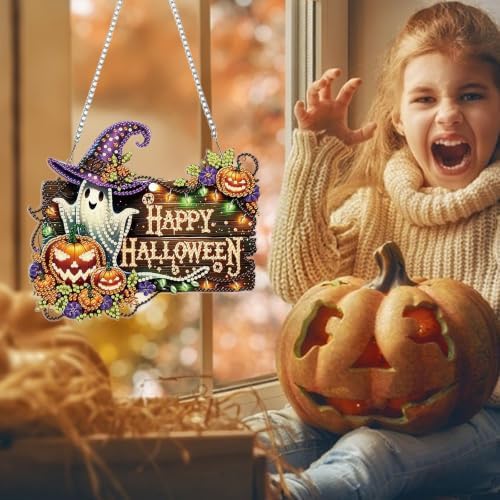 AIBOERL Halloween Diamond Art Kits for Adults, Acrylic Hanging Suncatcher