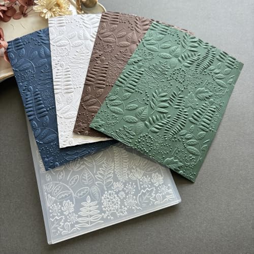 Wild Leaf & Tiny Floral 3D Embossing Folder, Natural Foliage Botanical Texture Plastic Stencil for DIY Scrapbooking Card Making Paper Crafts