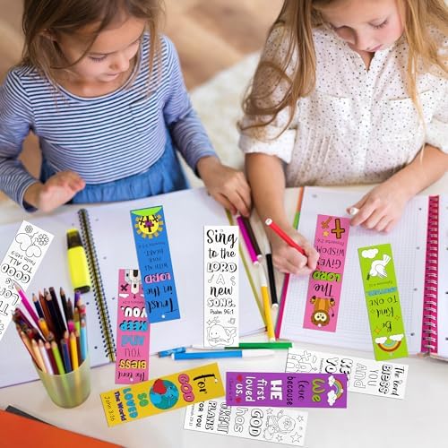 120Pcs Bible Color Your Own Bookmarks Religious DIY Crafts