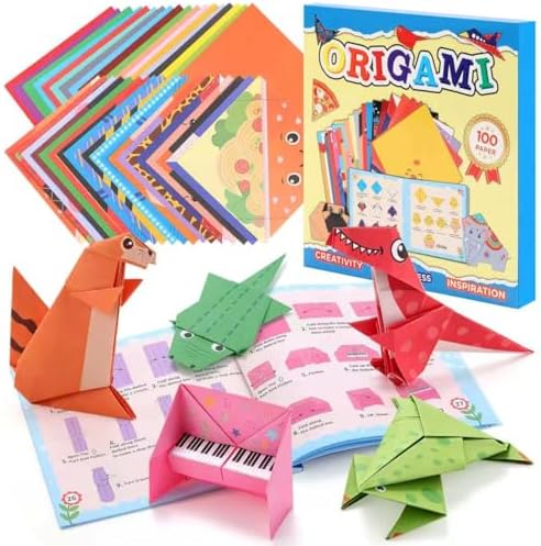 Sawnfay Origami Kit for Kids Ages 5-8 8-12 | 100 Origami Papers with 45 Patterns, Crafts for Kids with Guiding Book, DIY Art Craft Kits Gift