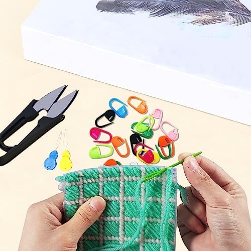 Allazone 45 PCS Mesh Plastic Canvas Sheets Kit, 3 Shape Clear Plastic Canvas, 12 Color Acrylic Yarn for DIY Crafts Embroidery Cross Stitch, Acrylic Yarn Crafting, Knit and Crochet Projects