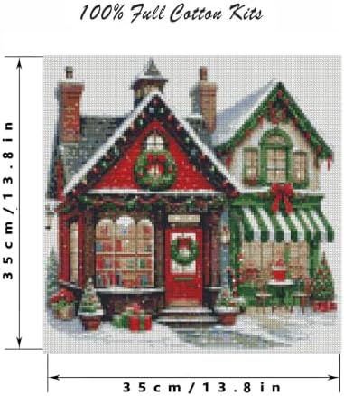 askkqtx Christmas Stamped Cross Stitch Kits for Adults 14x14 Inch