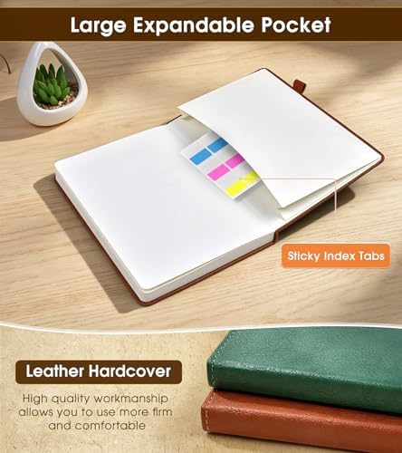 A5 Leather Hardcover Graph Paper Notebook, 160 Pages (5 Squares/Inch), 180° Lay-Flat Binding, 100 GSM Thick Paper, for Math, Engineering, Students & Technical Work (Brown)