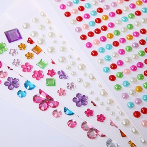 Gem Stickers for Crafting, Face, Eye, and Body Makeup, DIY Decoration, Kids' Rewards (Gem Stickers B 8 Sheets)