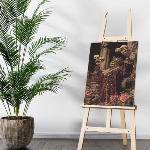 Auremi Paint by Number Kits with Framed Skeletons, DIY Horror Paint by Number Canvas for Adults, Easy Acrylic in Canvas with Brushes for Decor 20x30cm