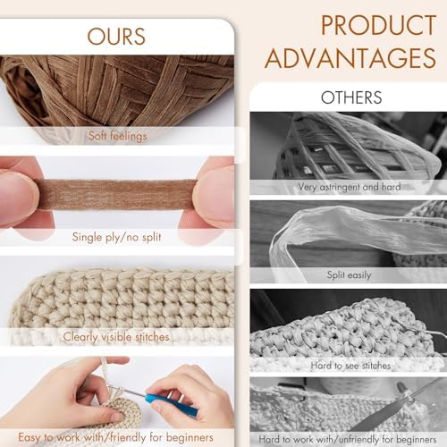 NICEEC 2 Skeins Soft Tape Yarn-Chocolate