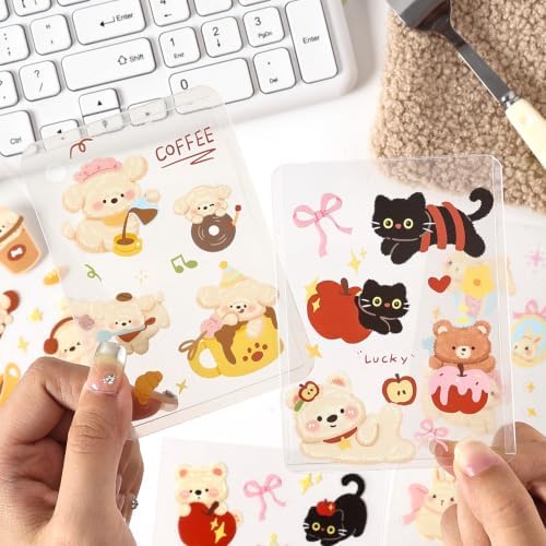 128Pcs Cute Pets for Scrapbooking,Self-Adhesive Transparent Cute Pets Scrapbook Supplies Journaling Supplies for Adult Card Making Letters DIY Water Bottle Cards Decoration