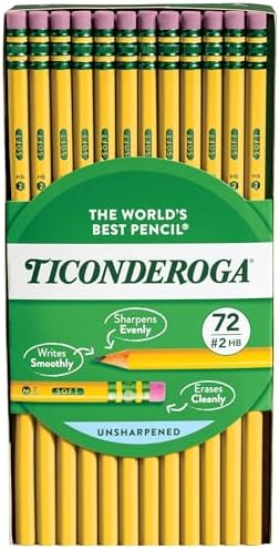 Ticonderoga Wood-Cased Pencils, #2 HB Soft, Yellow, 72 Count