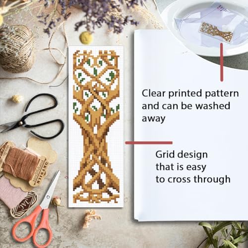 ORIGACH 6 Set Tree of Life Cross Stitch Bookmark Kit for Beginner