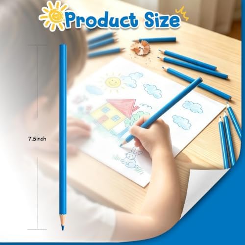 24 PCS Blue Colored Pencils, Pre-sharpened Professional Wooden Art Pencils Set for Artists Painting | Premium Drawing Sketching Supplies