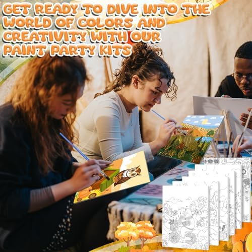 Sherr 20 Pcs Autumn Pre Drawn Canvas for Painting for Adults