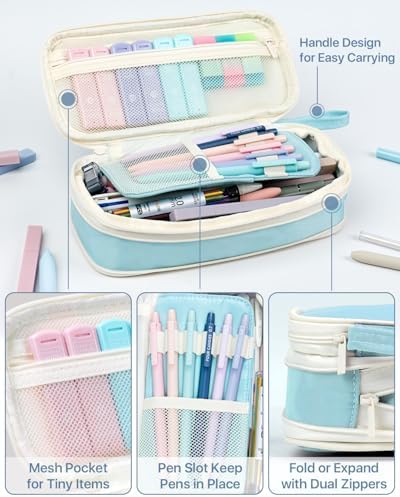 Four Candies 56PCS School Supplies with Pencil Case, Stationery Set, Blue