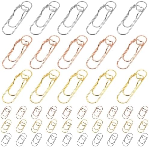 HINGTAI 15Pcs Metal Pen Holder Clip & 30Pcs Paper Clip Set for Notebook, Grip for Pens Under 0.5" Thick, Accessories for Office, Journal, and Desk Organization