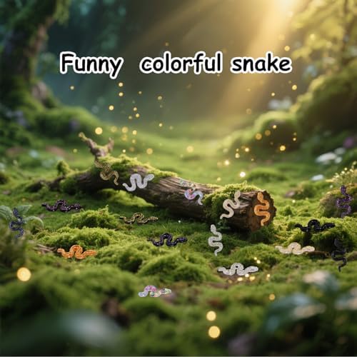 210pcs Mini Resin Snakes, Miniature Resin Animal Figurine, Tiny Fake Snakes