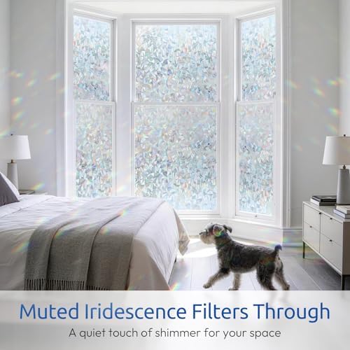 rabbitgoo Window Privacy Film Rainbow, Silver, 17.5" x 118.1"