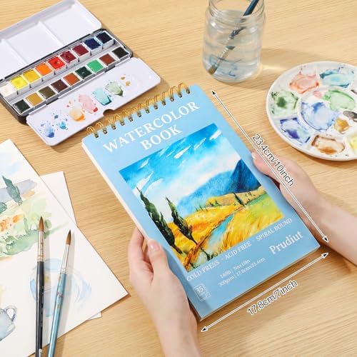 Watercolor Paper Pad 7x10 in, 35 Sheets, 140 Lb Cold Press, Spiral