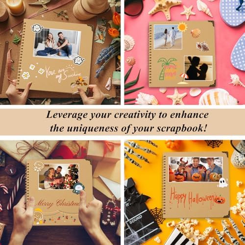 Joyberg Scrapbook 80 Pages, Scrapbooking Supplies 8 x 8 In, junk journal Album Suitable for Album Memory Book Wedding, Anniversary Family, DIY Craft Projects (Brown)