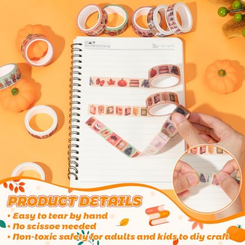 12 Rolls Autumn Reading Washi Tape for Journals Reading Logs