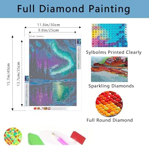 SHONGSHU Diamond Art Kits for Adults-Colorful Starry Forest Landscape Diamond Painting Kits for Adults Beginners, 5D DIY Full Drill Round Rhinestone Gem Art Crafts Paintings for Home Wall Decor (SK2)