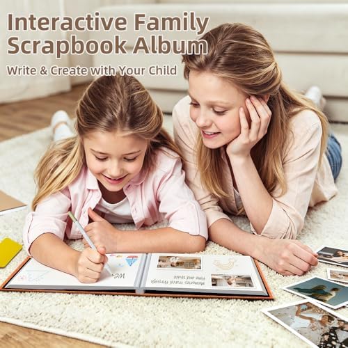 Popotop Photo Album Self Adhesive Scrapbook Album for 4x6 5x7 8x10 Pictures DIY Photo Book as Scrapbooking Supplies Kits, Birthday Gifts for Women Mom Wedding Baby Family Travel