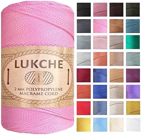 Polyester Macrame Cord 2mm x 251 Yards, 100% Polypropylene Premium Rope, Colorful Yarn Crochet Bag Craft for Wall Hangers, Bags, Bottom Plates, Carpets (Hot Pink, 1 Skein)