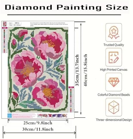 Flowers Diamond Art Kits for Adults,Diamond Painting Kits for Beginner