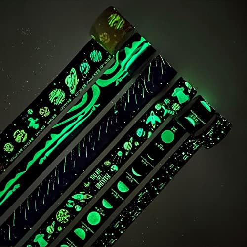 YUBBAEX Luminous Galaxy Washi Tape Set Space Glow in The Dark Masking Tape Decorative for Arts, DIY Crafts, Journal Supplies, Planners, Scrapbook, Card/Gift Wrapping (Universe 6 Rolls x 3m)