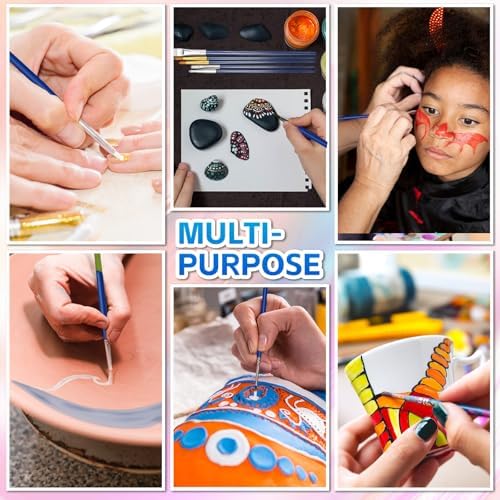 Halobios Paint Brushes Set, 20 Different‑Size Acrylic Paint Brushes for Nail Art, Face Art, Crafts, Rock Painting & School Projects