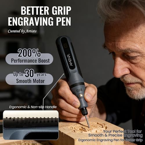 Electric Engraving Pen AMZNR Cordless Mini Engraver Etcher with 82 Accessories, Rechargeable Rotary Tool Engraving Kit for Metal Wood Glass Plastic, Jewelry Making Etching Carving Handheld Micro Drill