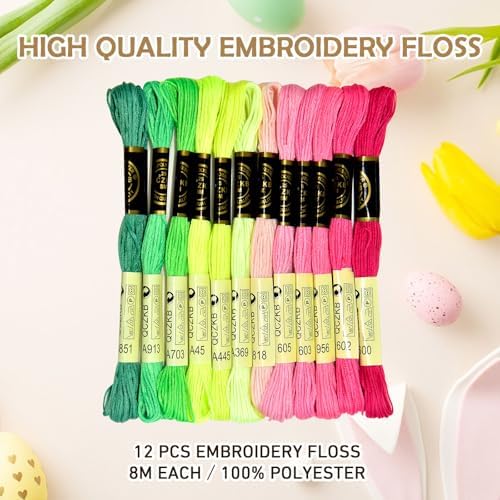 Premium Rainbow Color Embroidery Floss - Cross Stitch Threads - Friendship Bracelets Floss - Crafts Floss - 12 Skeins Per Pack Embroidery Floss,Rainbow Warm-Tone Mixed Color