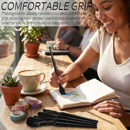 5-Piece Blending Brush Set for Charcoal, Acrylic, Oil, Watercolor, Gouache | Soft Synthetic Fibers | Ideal for Hand Painting, Sketching, Shading, and Craft Projects